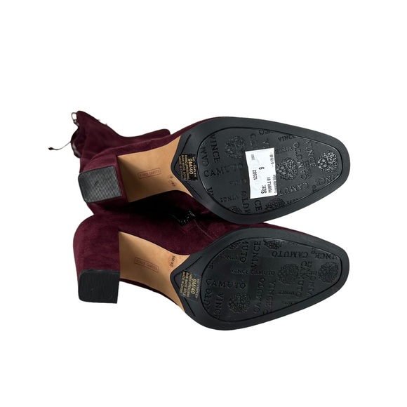 VINCE CAMUTO TAPLEY Burgundy Thigh High Block Heel Long Boots - Picture 11 of 14